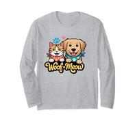 Woof n Meow Cute Cat and Dog Friends Long Sleeve T-Shirt