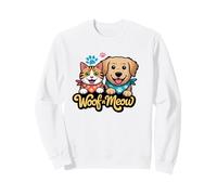 Woof n Meow Cute Cat and Dog Friends Sweatshirt