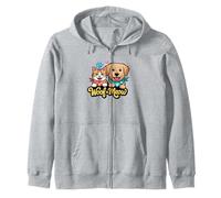 Woof n Meow Cute Cat and Dog Friends Zip Hoodie