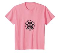 Woof Pack Member Dog Lover Paw Print Circle T-Shirt, Kids, Pink, 12 Years