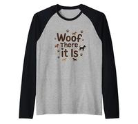 Woof There It is Dog Lover Paw Raglan Baseball Tee, Men, Black/Athletic Heather, S