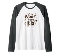 Woof There It is Dog Lover Paw Raglan Baseball Tee, Men, Dark Heather/White, XXL