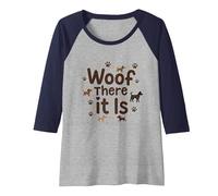 Woof There It is Dog Lover Paw Raglan Baseball Tee, Women, Navy/Athletic Heather, XXL