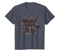Woof There It is Dog Lover Paw T-Shirt, Kids, Heather Blue, 4 Years