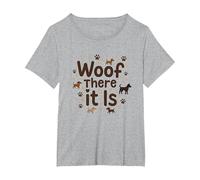 Woof There It is Dog Lover Paw T-Shirt, Women's Plus, Heather Grey, 5X