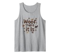 Woof There It is Dog Lover Paw Tank Top, Men, Heather Grey, M