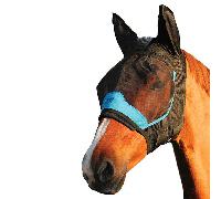 Woof Wear UV Fly Mask with Ears Black and Turquoise - Large