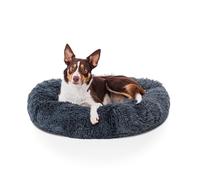 Woof & Whiskers Donut Beds For Dogs Grey Dog Bed 70cm Donut Bed Calming Dog Beds Round Plush Donut Cuddler Bed With Non Slip Base Anti Anxiety Properties Machine Washable (Dark Grey, 70cm)