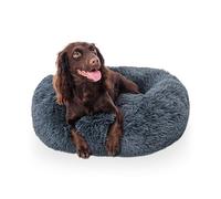 Woof & Whiskers Donut Calming Bed 50cm Dark Grey for Small Kitten Puppy With Anti-Anxiety Properties, Non-Slip Base, Machine Washable Cat Basket Cuddler