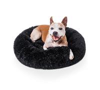Woof & Whiskers Donut Dog Bed Black Medium 60cm Donut Bed Calming Dog and Cat Beds Round Plush Donut Cuddler Bed With Non Slip Base Anti Anxiety Properties Machine Washable (Black, 60cm)