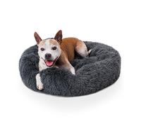 Woof & Whiskers Donut Dog Bed Dark Grey Medium 60cm - Calming Round Plush Pet Bed for Dogs & Cats | Anti-Anxiety Cuddler Bed, Non-Slip Base, Soft, Machine Washable (Dark Grey, 60cm)