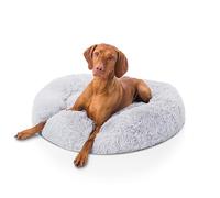 Woof & Whiskers Donut Dog Bed Large Light Grey 80cm Donut Beds Calming Dog Basket Round Plush Large Donut Bed With Non Slip Base Anti Anxiety Properties Machine Washable (Light Grey, 80cm)