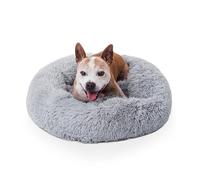Woof & Whiskers Donut Dog Bed Light Grey Medium 60cm - Calming Plush Cuddler Bed for Small Dogs & Cats | Anti-Anxiety Round Pet Bed, Non-Slip Base, Soft & Machine Washable (Light Grey, 60cm)