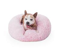 Woof & Whiskers Donut Dog Bed Pink 60cm Donut Bed Calming Medium Dog and Warm Cat Bed Round Plush Donut Cuddler Bed With Non Slip Base Anti Anxiety Properties Machine Washable (Pink, 60cm)