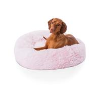 Woof & Whiskers Donut Dog Bed Pink Large Bed 80cm Donut Bed Calming Dog and Cat Beds Round Plush Donut Bed With Non Slip Base Anti Anxiety Properties Machine Washable (Pink, 80cm)