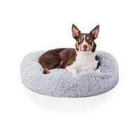 Woof & Whiskers Medium Calming Donut Dog Bed - Light Grey, 70cm | Soft Round Plush Cuddler Bed for Dogs & Cats with Non-Slip Base, Anti-Anxiety Comfort, Machine Washable (Light Grey, 70cm)