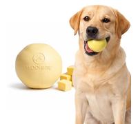 WoofBite Virtually Indestructible Dog Ball - Lifetime Replacement - Tough Durable Chew Toy for Aggressive Chewers - Safe Non-Toxic Natural Rubber - Chew & Fetch - Med/Large Breed, 8”x2” - Butter Scent