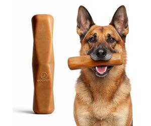 WoofBite Virtually Indestructible Dog Stick Toy - Natural Series - Lifetime Replacement - Durable Chew Toy for Aggressive Chewers - Safe Non-Toxic Natural Rubber - Chew, Tug & Fetch - Med/Large, 8”x2”