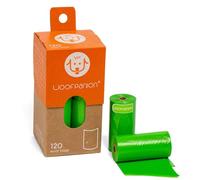 Woofpanion Improved Dog Poop Bags - Extra Strong Leak Proof Waste Bags Made from Recycled Plastic Unscented Refill Rolls for Easy Cleanup 8 rolls | 120 bags