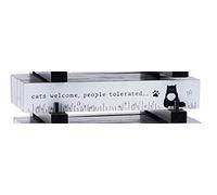 Woofs and Whiskers Sentiment Cat Block Plaque Sign (Cats welcome people tolerated)
