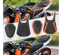 WOOGA Motorcycle Soft PU Leather Front Rider Seat Rear Passenger Seat Pillion Cushion Comfortable fit for K&T&M Duke 390/125/250 Accessories 2017-2023 (Front Orange-Higher 15MM)