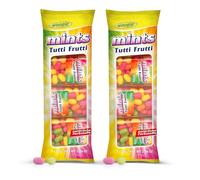 Woogie Mints Tutti Frutti 2-Pack - Refreshingly fruity sugar-coated candies in handy mini format - 2x4 tins of 16g - Ideal for travel, office & car - Intense fruity flavor for fresh breath