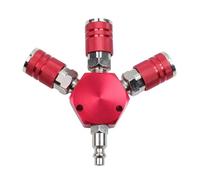 Woogim 1/4" Male NPT Plug Aluminum 3-Way Air Manifold 4 Ports Industrial Flat Hex Quick Connect Air Hose Splitter with 3 Steel Couplers for Factory Equipment & Pneumatic Tools
