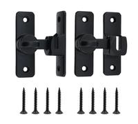 Woogim 90/180 Degree Flip Door Latch 2PCS, Aluminum Alloy Sliding Door Latch Lock for Cabinets, Bathroom, Barn Door, Suitable for Home and Commercial Doors,Small Black Bar Gate Latches