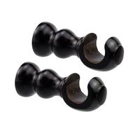 Woogim Wood Curtain Brackets Window Curtain Single Holders with Round Base for Window Hardware Rod Holders 28mm/1.1inch 2 PCS (Coffee Color)