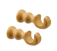 Woogim Wood Curtain Brackets Window Curtain Single Holders with Round Base for Window Hardware Rod Holders 28mm/1.1inch 2 PCS (Wood Color)