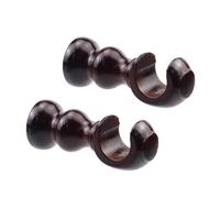 Woogim Wood Curtain Brackets Window Curtain Single Holders with Round Base for Window Hardware Rod Holders 28mm/1.1inch 2 PCS (Red Brown)