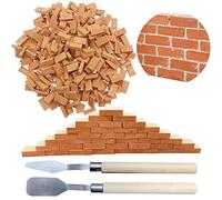 Woohome 1:16 Mini Brick Mini Simulation Bricks, 350 Pieces Mini Scale Bricks with Scraper for DIY Dollhouse Brick Diorama Fairy Garden Decoration