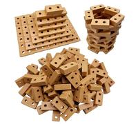 Woohome 100 PCS Mini Bricks Tiny Bricks for Landscaping Miniature Bricks Small Bricks for Crafts Realistic Fake Bricks Mini Blocks for Dollhouse Mini Garden Accessories (2 Holes Mini Bricks, Red)