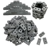 Woohome 100 PCS Mini Bricks - Tiny Bricks for Landscaping, Miniature Crafts & Dollhouse Accessories (2 Holes, Grey)