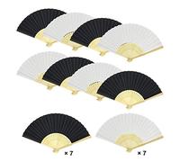 Woohome 14 PCS Hand Fan Foldable Paper Fan for Dancing, Part, Picnic, Wedding Party Gift, Guest Favour Wedding Decoration (Black and White)