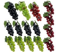 Woohome 15 Pack Simulation Grapes Bunches Artificial Grapes Set, Simulation Grapes Decorative Grapes Hanging Ornaments for Wedding Party Home Decoration Photo Props