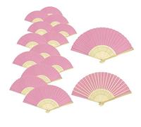 Woohome 15 PCS Hand Fan Foldable Paper Fan for Dancing, Part, Picnic, Wedding Party Gift, Guest Favour Wedding Decoration (Pink)