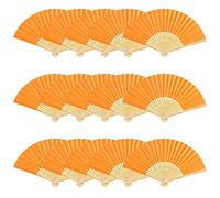 Woohome 15 PCS Hand Fan Foldable Paper Fan for Dancing, Part, Picnic, Wedding Party Gift, Guest Favour Wedding Decoration (Orange)