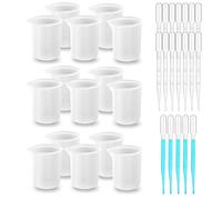Woohome 15 PCS Silicone Measuring Cups Kits, 100 ml Silicone Measuring Cups for Epoxy Resin with Plastic Droppers for Epoxy Resin Mixing, Jewelry Making