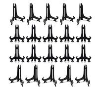 Woohome 20 PCS 3 Inch Plastic Easels Plate Display Stands Black Little Picture Frame Stand Holder