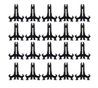 Woohome 20 PCS 4 Inch Plastic Easels Plate Display Stands Black Little Picture Frame Stand Holder