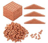 Woohome 200 PCS Mini Bricks Tiny Bricks for Landscaping Miniature Bricks Small Bricks for Crafts Realistic Fake Bricks Mini Blocks for Dollhouse Mini Garden Accessories (3 Holes Mini Red)