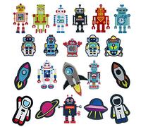 Woohome 21 PCS Robot Iron on Patches Solar System Rocket Embroidered Applique Sew on Embroidered Patches Applique Stickers for Clothing Shoes Jacket Jeans