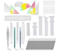 Woohome 23 PCS Resin Molds Includes 3 PCS Ballpoint Pen Resin Mold with 25 PCS Refills, 4 PCS Ruler Epoxy Resin Molds, 5 PCS Bookmark Epoxy Casting Molds for Student Gifts