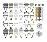 Woohome 24 PCS 3 Color Overall Buckles Suspenders Replacement Buckle with Rectangle Buckle Jeans Sub with 30 PCS Buttons for Strap, DIY Art Sewing Clothing Craft
