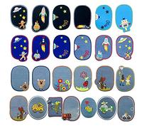 Woohome 25 PCS Iron on Patches Iron on Denim Patches Solar System Sewing Animal Knee Repair Patches Jeans Patch Iron on Inside for Clothing Jeans and DIY Repair