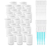 Woohome 25 PCS Silicone Measuring Cups for Resin, 100 ml Non-Stick Mixing Cups Silicone Cups with Plastic Droppers for Casting Moulds, Epoxy Resin Mixing, Jewelry Making