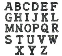 Woohome 26 PCS Iron On Patch Rhinestone A-Z Black Pearl Patch Bling Letter Applique Rhinestone Pearl English Letter Sew On Patches Glitter Alphabet Applique for DIY Craft Supplies, Black