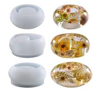 Woohome 3 PCS Tealight Candle Holder Resin Molds, Resin Epoxy Molds Silicone Candlestick Epoxy Casting Silicone Molds for DIY Jewelry Box, Candy Box Home Table Decoration