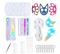 Woohome 30 PCS Resin Mould Keychain, 4 PCS Portable Silicone Moulds, Animal Pendant Keychains Moulds, Keychains Tweezers, Casting Moulds for DIY Crafts, Keychains, Pendants, Jewelry Making